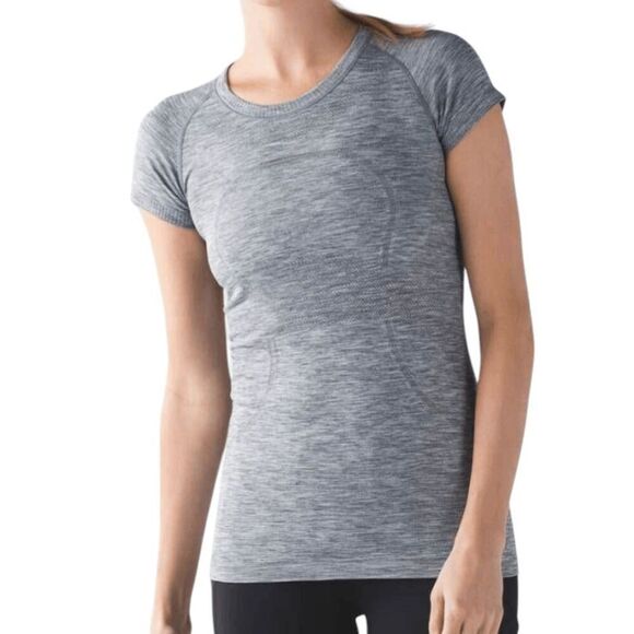 LULULEMON ATHLETICA Swiftly Tech Short Sleeve Crew In Heathered Slate Size 10 - Picture 1 of 5